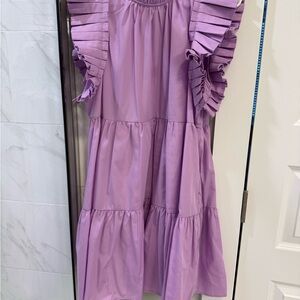 Lavender Dress with Ruffle Sleeves